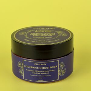 Neroli-scented whipped organic pasture-raised British tallow by CJTALLOW, blended with plant-based oils for natural skin hydration and nourishment.