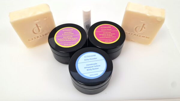 CJTALLOW Natural Skincare Set for Women – Whipped Tallow Balms, Soaps, and Lip Balm for Sensitive, Mature, and Dry Skin