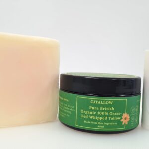 CJTALLOW Pure Skincare Set – Organic Grass-Fed Whipped Tallow, Unscented Soap & Natural Lip Balm
