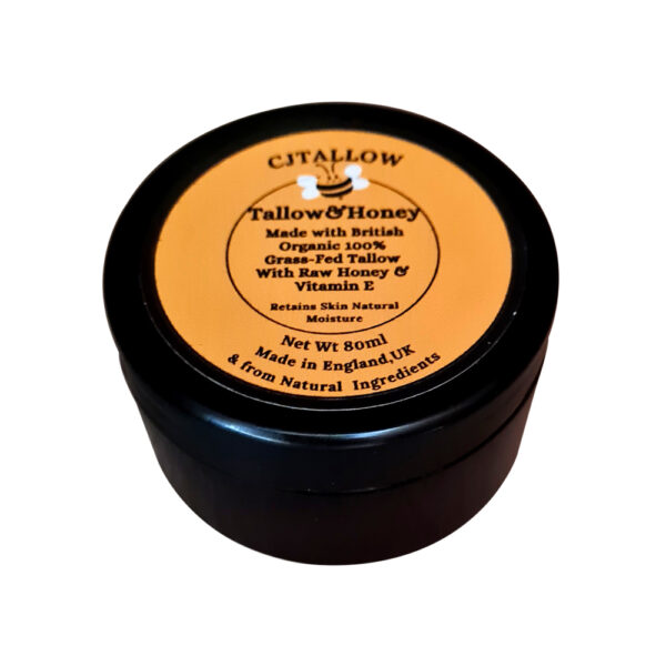 CJTALLOW Tallow & Honey Balm – Organic Grass-Fed Tallow with Raw Honey and Vitamin E,