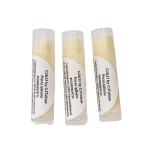 CJTALLOW Tallow Lip Balm Set — three handcrafted natural lip balms including one pure tallow and beeswax lip balm and two nourishing multi-botanical tallow lip balms, organic grass-fed British tallow, handmade in the UK