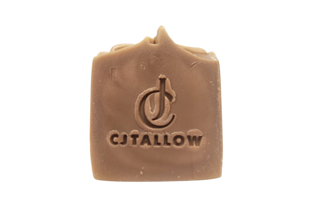 CJTALLOW Tallow & Honey Soap with Vanilla Essential Oil — handcrafted cold-process soap bar with raw honey, organic grass-fed British tallow and pure vanilla essential oil, golden cream colour, handmade in the UK