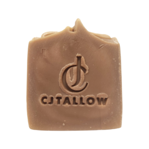 CJTALLOW Tallow & Honey Soap with Vanilla Essential Oil — handcrafted cold-process soap bar with raw honey, organic grass-fed British tallow and pure vanilla essential oil, golden cream colour, handmade in the UK