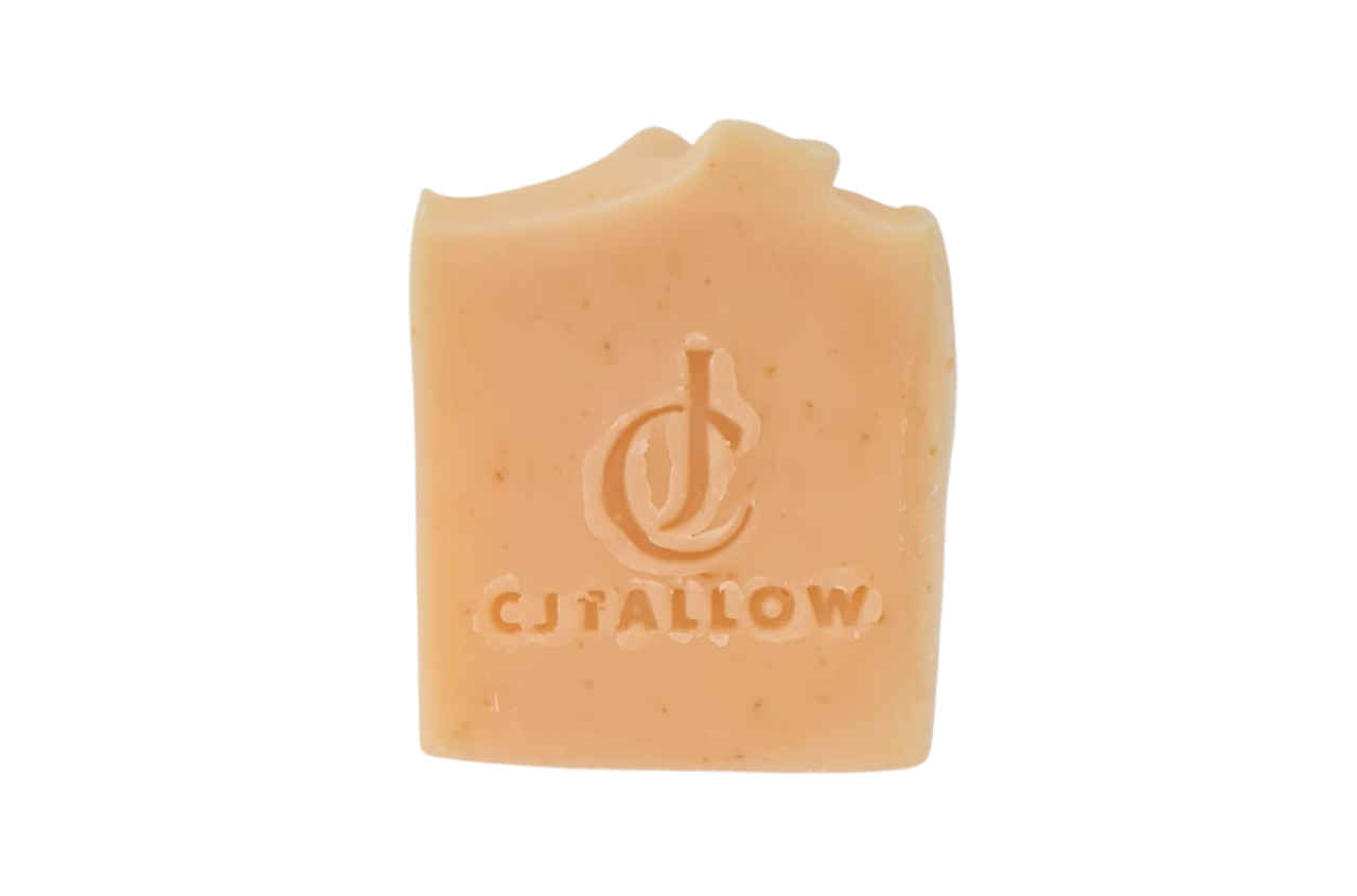 Handcrafted CJTallow Tallow Goat's Milk & Oats Soap made with grass-fed tallow, goat's milk, finely ground oats, coconut oil, and castor oil.