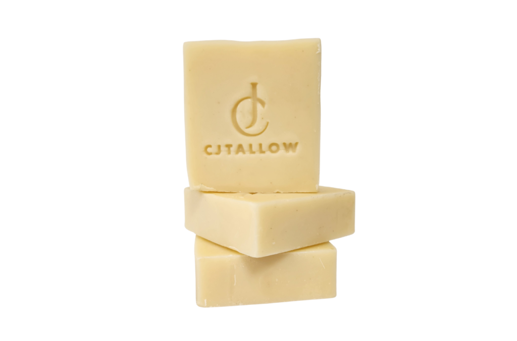 Handmade Calendula Soap made with grass-fed British tallow, calendula-infused olive oil, coconut oil, castor oil and lavender essential oil.