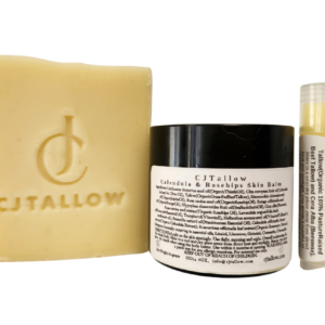 Handmade Calendula Soap made with grass-fed British tallow, calendula-infused olive oil, coconut oil, castor oil and lavender essential oil.