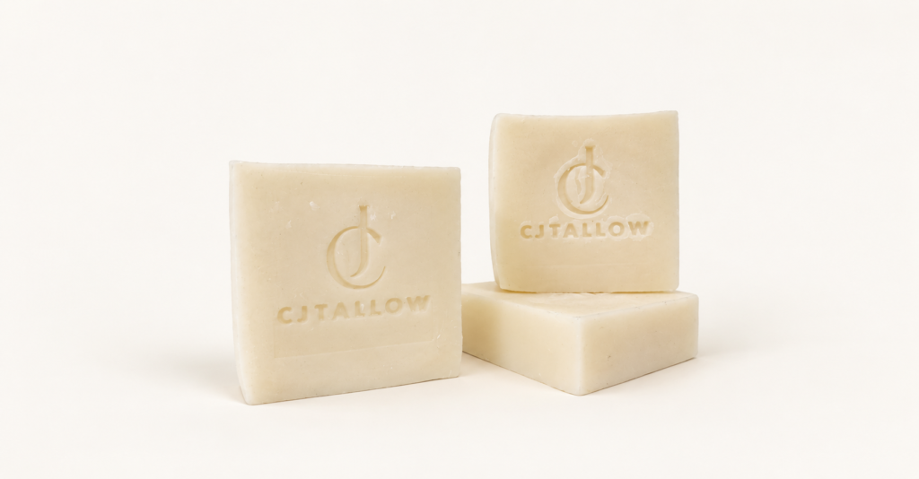 CJTALLOW cold processed tallow soap bars, handcrafted using traditional cold process soap making methods in the UK