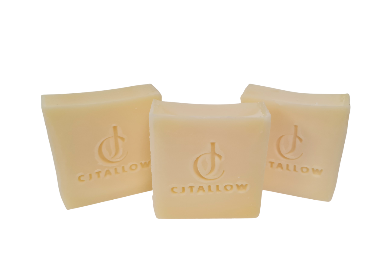 Handcrafted CJTallow Tallow Goat's Milk & Oats Soap made with grass-fed tallow, goat's milk, finely ground oats, coconut oil, and castor oil.