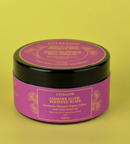 Jasmine-scented whipped organic tallow skin moisturiser by CJTALLOW, offering deep hydration and a luxurious floral aroma