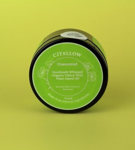 Unscented CJTALLOW Whipped Tallow Cream, 60ML moisturiser for dry, itchy, cracked skin, made in Britain with 100% British pasture-raised tallow